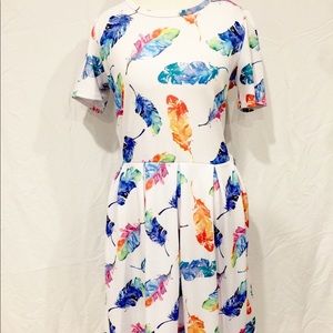 LuLaRoe Amelia Dress (Unicorn)  feathers